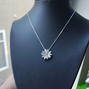 Swarovski Silver and Pink Flower Necklace